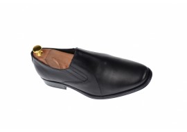 Pantofi barbati cu elastic, eleganti din piele naturala neagra - NIC02ELN